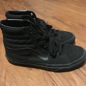 Vans black on black hi-top sk8 shoe